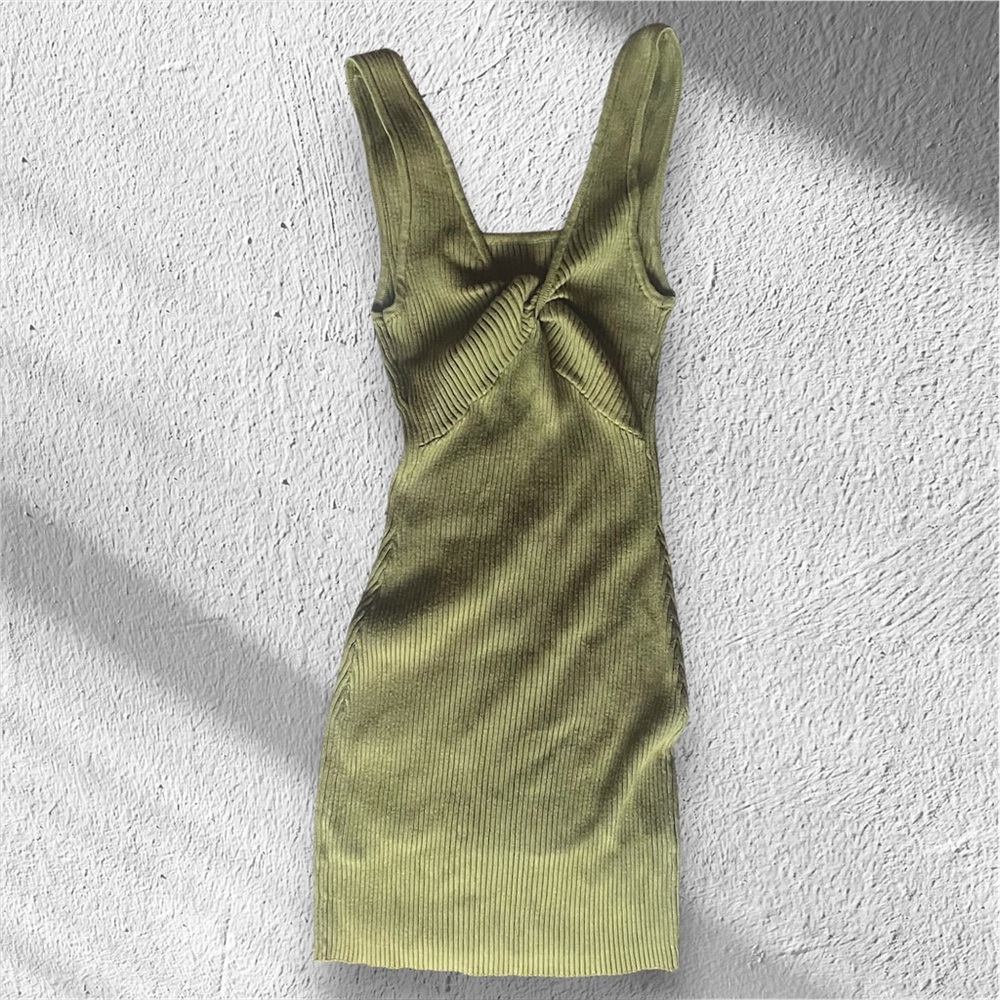NWT bodycon Abercrombie & Fitch Sage Green tie front stretch Mini Dress